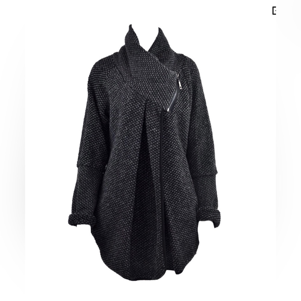 Wool blend coatigan black/charcoal